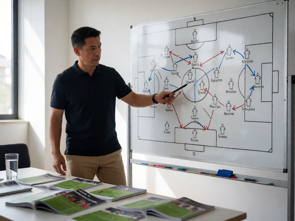 战术板分析图，展示足球比赛阵型与跑位策略